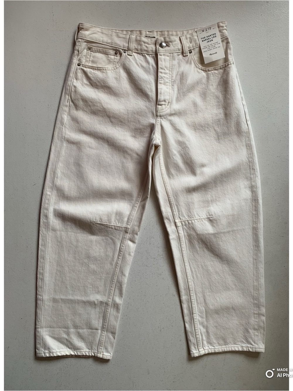 Madewell PETITE The Darted Barrel Jean in Vintage Canvas 27P NWT Cream Summer - Picture 3 of 17